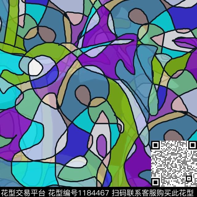 几何抽象线条数码印花华亿平台下载（图片编号: 1184467） - 瓦栏（Walan）