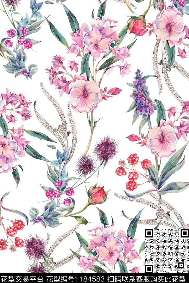水彩花卉小碎花数码印花华亿平台下载（图片编号: 1184583） - 瓦栏（Walan）