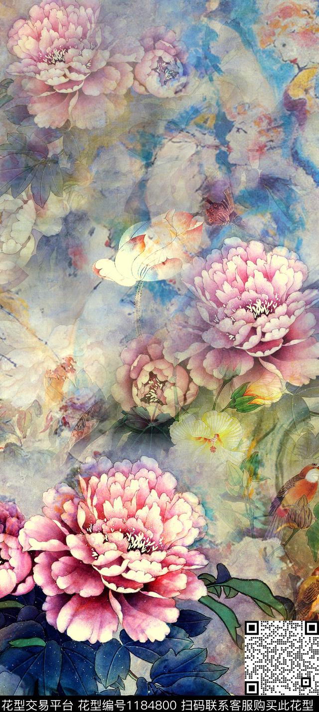 数码华亿平台中国风定位花定位花数码印花华亿平台下载（图片编号: 1184800） - 瓦栏（Walan）