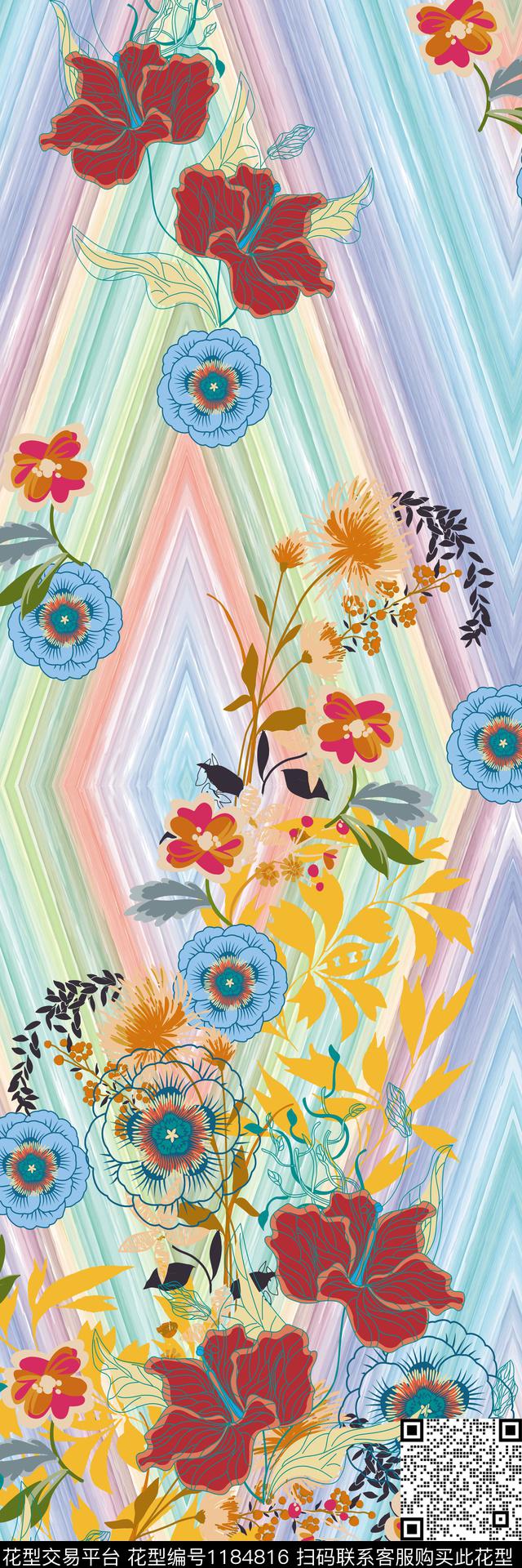 印花线条条纹数码印花华亿平台下载（图片编号: 1184816） - 瓦栏（Walan）