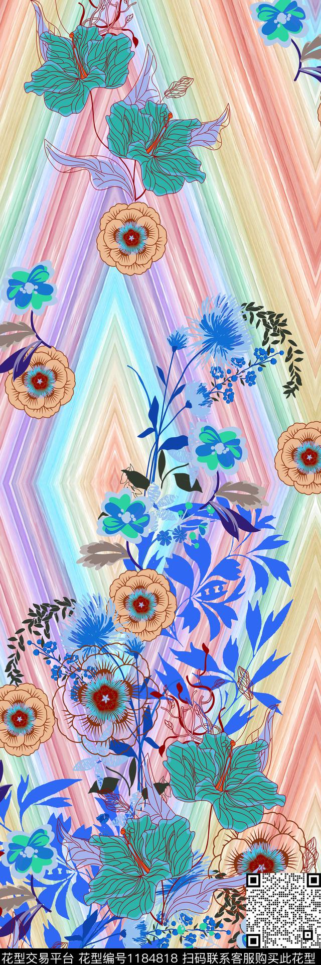 印花线条条纹数码印花华亿平台下载（图片编号: 1184818） - 瓦栏（Walan）