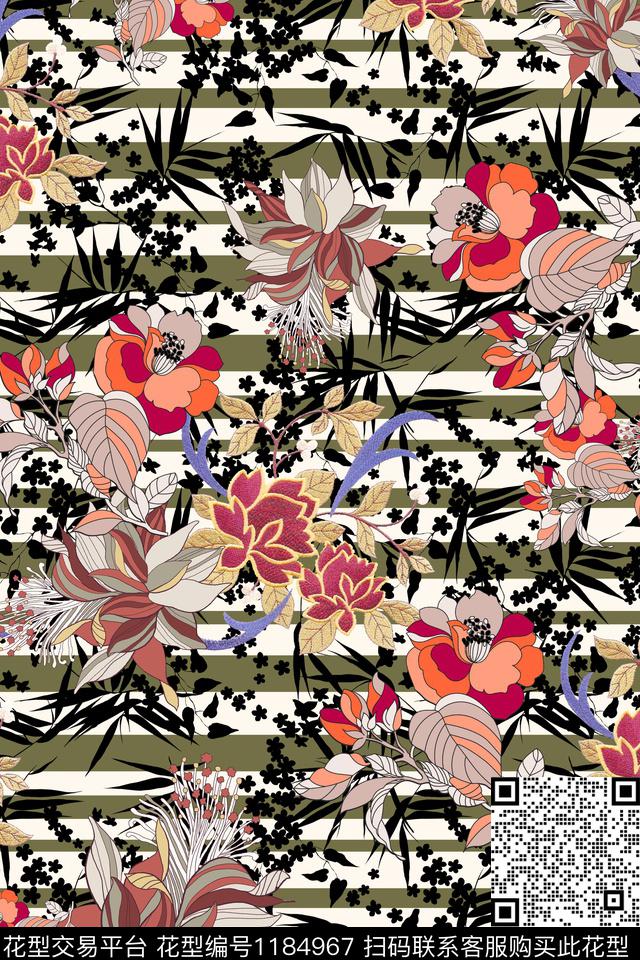 绣花华亿平台花卉几何花卉数码印花华亿平台下载（图片编号: 1184967） - 瓦栏（Walan）
