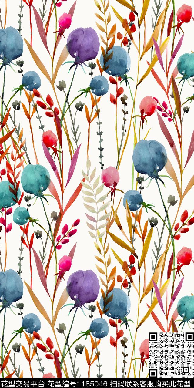 数码华亿平台清爽底花卉花卉数码印花华亿平台下载（图片编号: 1185046） - 瓦栏（Walan）