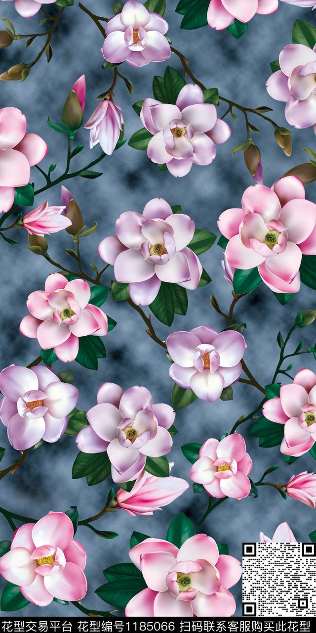 数码华亿平台花卉大牌风数码印花华亿平台下载（图片编号: 1185066） - 瓦栏（Walan）
