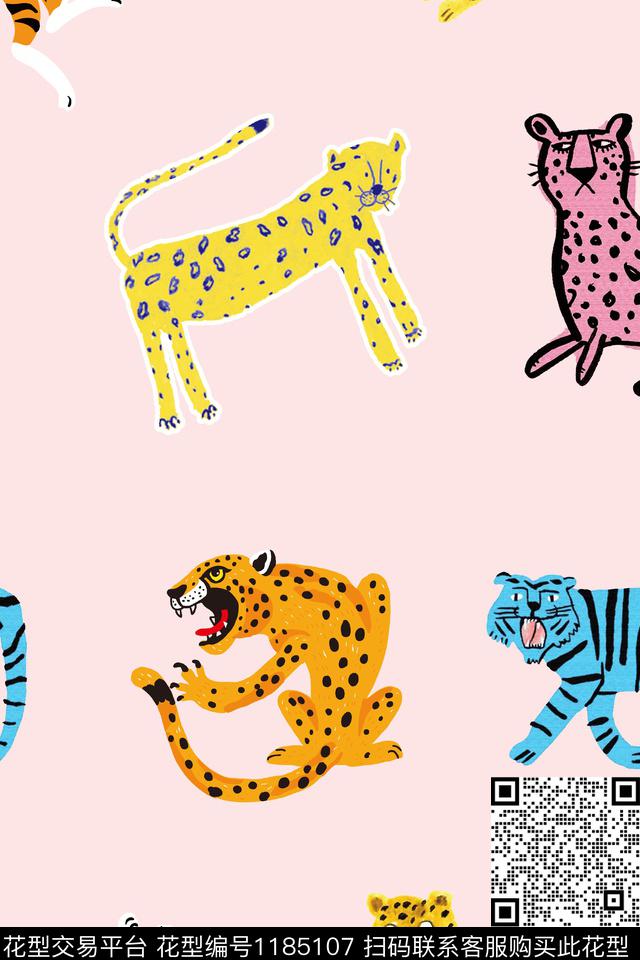 卡通动物趣味百变猛兽传统印花华亿平台下载（图片编号: 1185107） - 瓦栏（Walan）