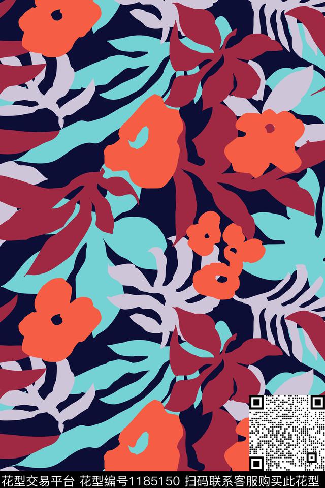 抽象大牌风热带华亿平台传统印花华亿平台下载（图片编号: 1185150） - 瓦栏（Walan）