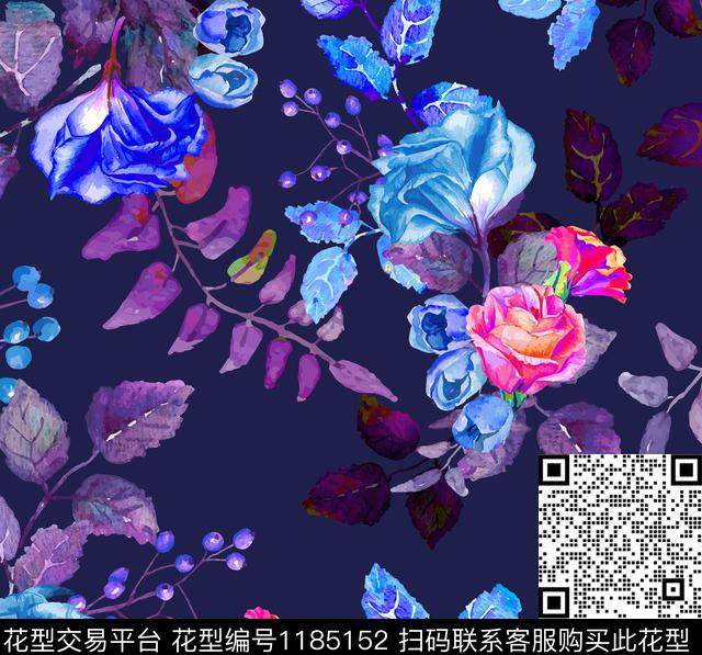 数码华亿平台花卉大牌风数码印花华亿平台下载（图片编号: 1185152） - 瓦栏（Walan）