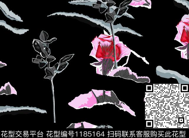 手绘大牌风复古数码印花华亿平台下载（图片编号: 1185164） - 瓦栏（Walan）