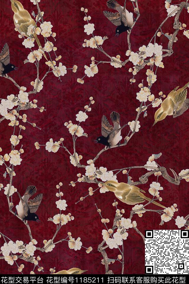 花卉花鸟底纹数码印花华亿平台下载（图片编号: 1185211） - 瓦栏（Walan）