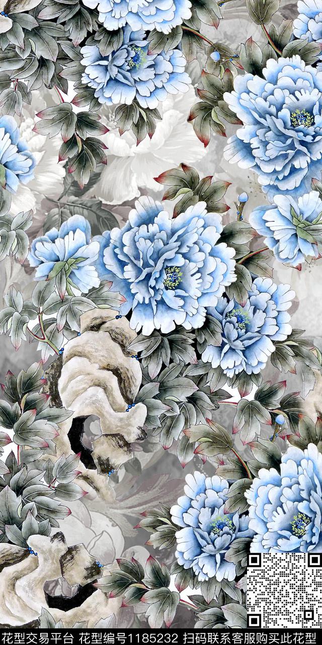 女装花卉水墨风数码印花华亿平台下载（图片编号: 1185232） - 瓦栏（Walan）
