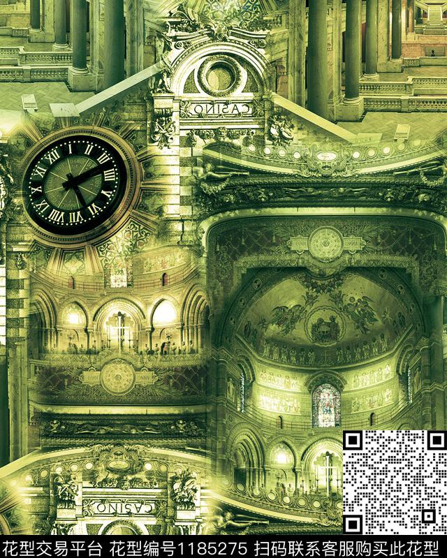 建筑抽象男装油画华亿平台数码印花华亿平台下载（图片编号: 1185275） - 瓦栏（Walan）