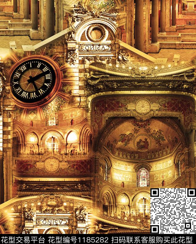 建筑抽象男装油画华亿平台数码印花华亿平台下载（图片编号: 1185282） - 瓦栏（Walan）