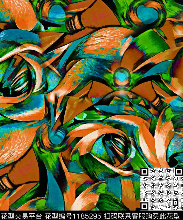 几何抽象混合拼接数码印花华亿平台下载（图片编号: 1185295） - 瓦栏（Walan）