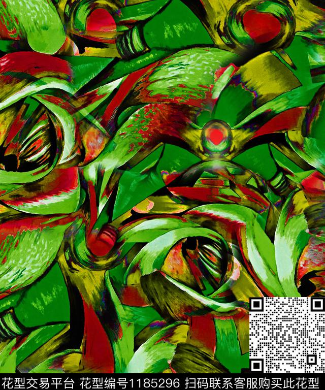 几何抽象混合拼接数码印花华亿平台下载（图片编号: 1185296） - 瓦栏（Walan）