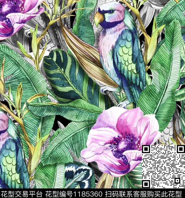 数码华亿平台女装花卉数码印花华亿平台下载（图片编号: 1185360） - 瓦栏（Walan）