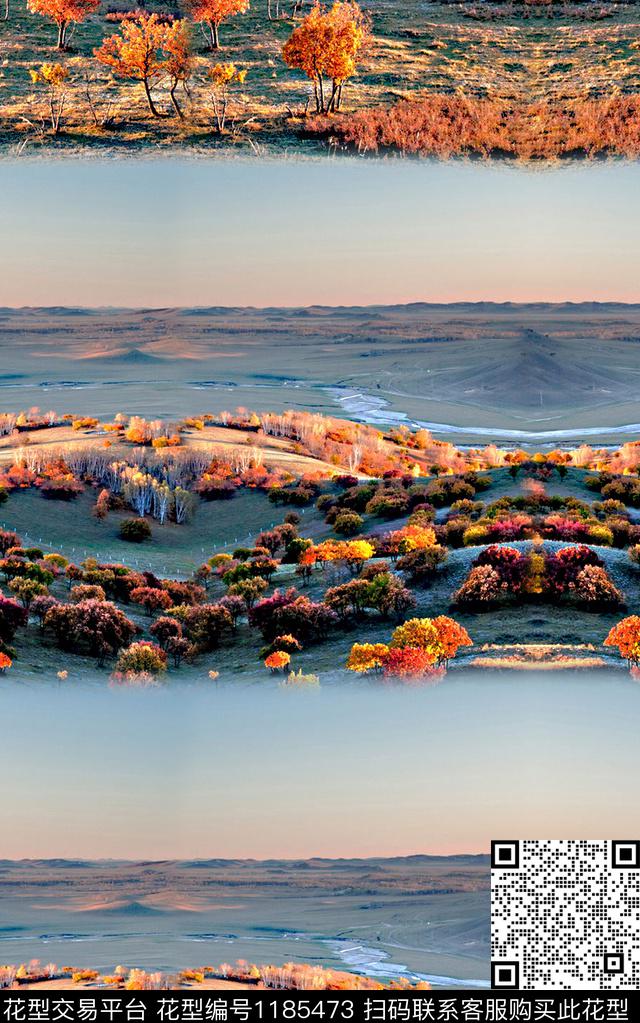 女装抽象风景景观数码印花华亿平台下载（图片编号: 1185473） - 瓦栏（Walan）