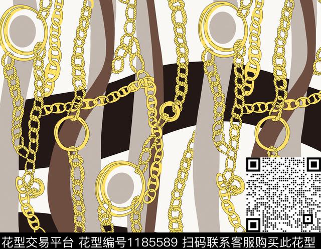 几何链条大牌风传统印花华亿平台下载（图片编号: 1185589） - 瓦栏（Walan）