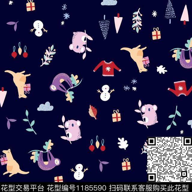 绿植树叶卡通动物可爱传统印花华亿平台下载（图片编号: 1185590） - 瓦栏（Walan）