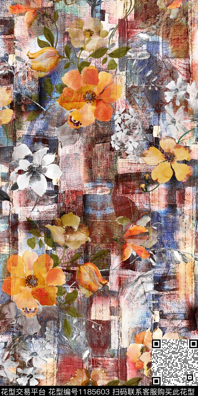 花卉肌理条纹数码印花华亿平台下载（图片编号: 1185603） - 瓦栏（Walan）