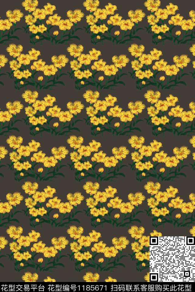 手绘花卉小碎花数码印花华亿平台下载（图片编号: 1185671） - 瓦栏（Walan）