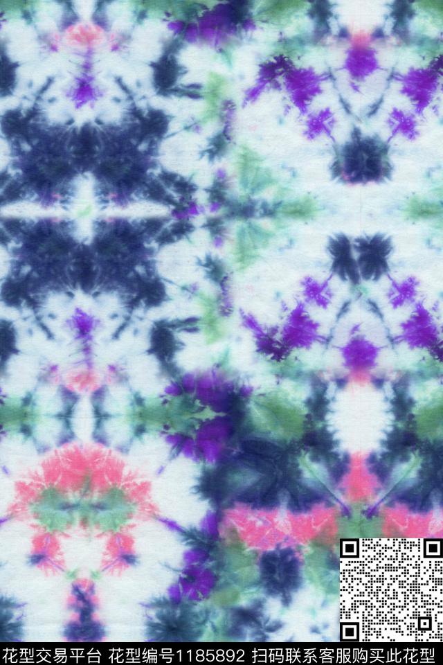 抽象手绘花点数码印花华亿平台下载（图片编号: 1185892） - 瓦栏（Walan）