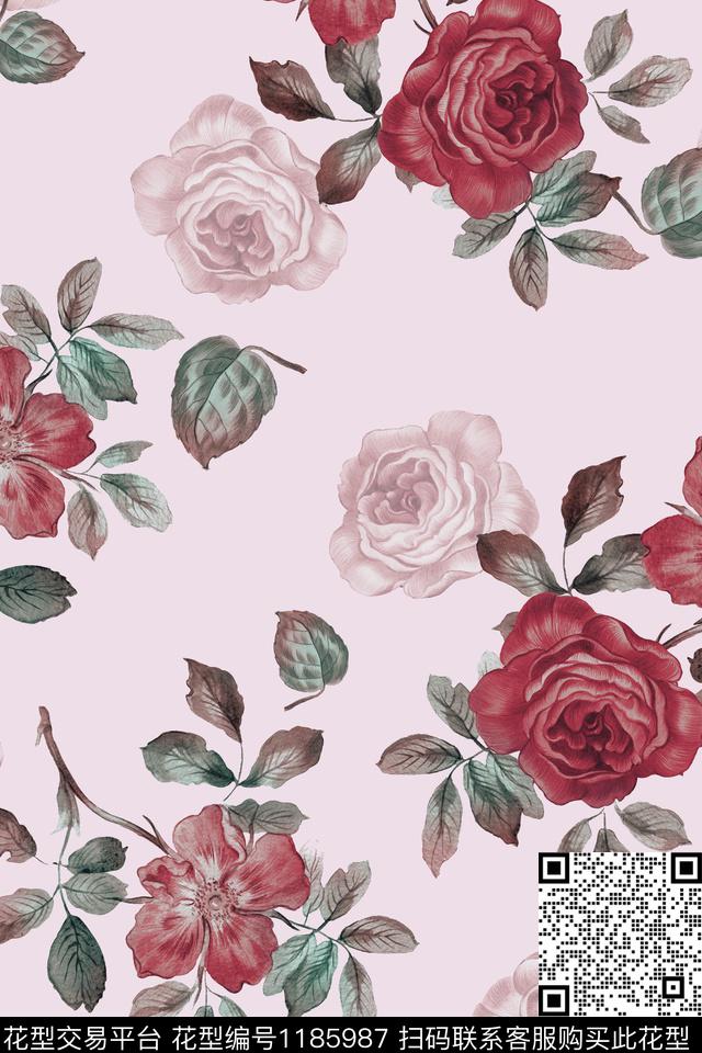 手绘花卉小碎花数码印花华亿平台下载（图片编号: 1185987） - 瓦栏（Walan）