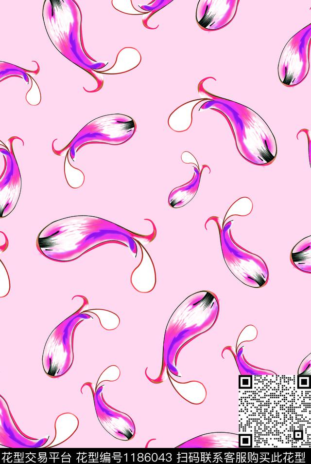 数码华亿平台清爽底花卉抽象数码印花华亿平台下载（图片编号: 1186043） - 瓦栏（Walan）
