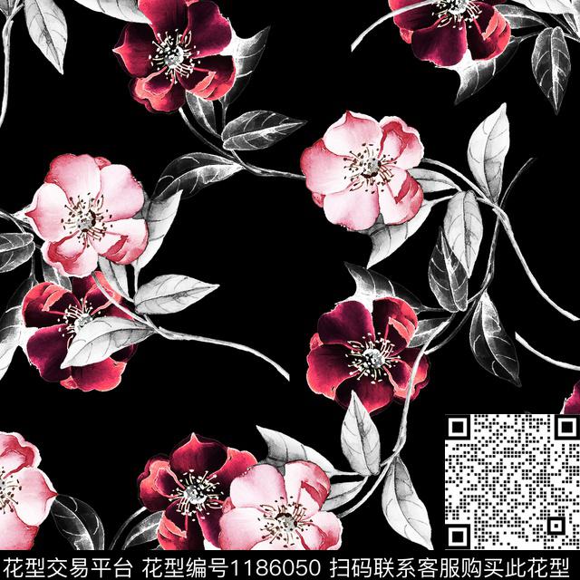 数码华亿平台休闲清爽底花卉数码印花华亿平台下载（图片编号: 1186050） - 瓦栏（Walan）