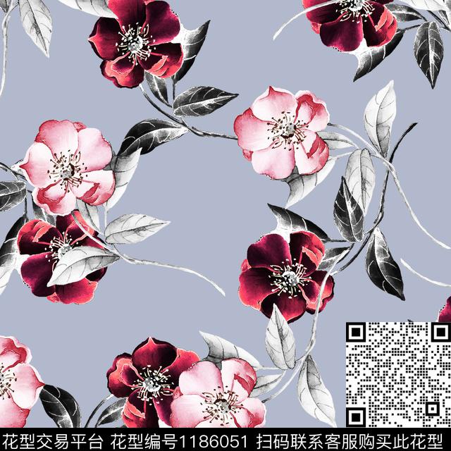 数码华亿平台休闲清爽底花卉数码印花华亿平台下载（图片编号: 1186051） - 瓦栏（Walan）