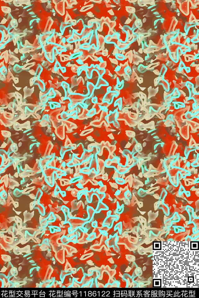 抽象花卉迷彩图案艺术迷彩数码印花华亿平台下载（图片编号: 1186122） - 瓦栏（Walan）