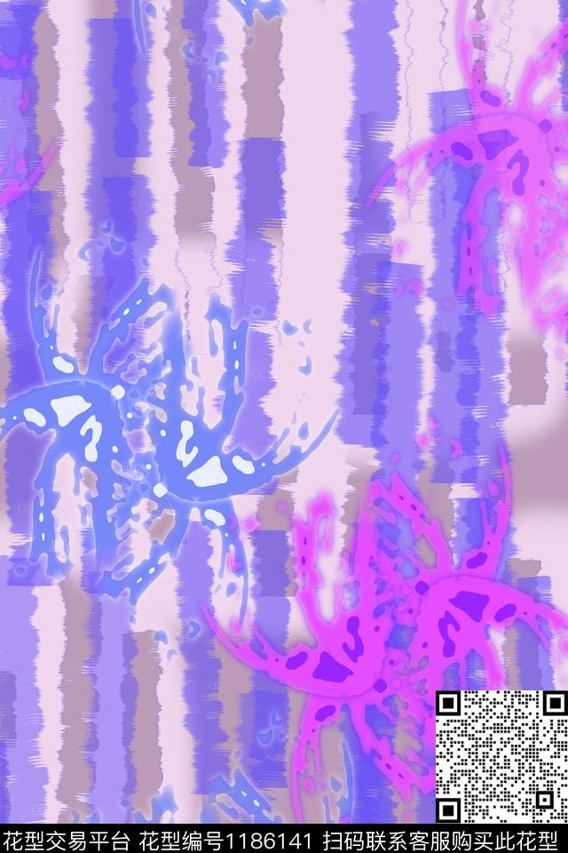 抽象手绘线条笔触艺术迷彩数码印花华亿平台下载（图片编号: 1186141） - 瓦栏（Walan）