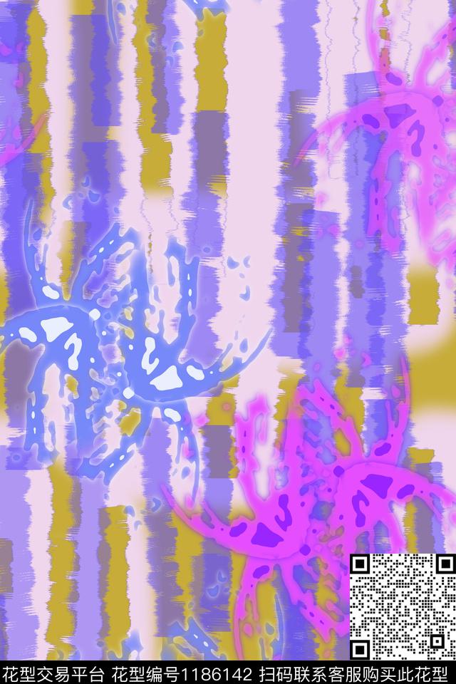 抽象手绘线条笔触艺术迷彩数码印花华亿平台下载（图片编号: 1186142） - 瓦栏（Walan）