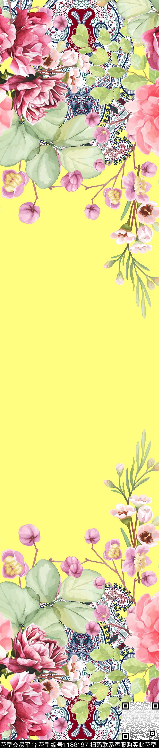 花卉大牌风定位花数码印花华亿平台下载（图片编号: 1186197） - 瓦栏（Walan）