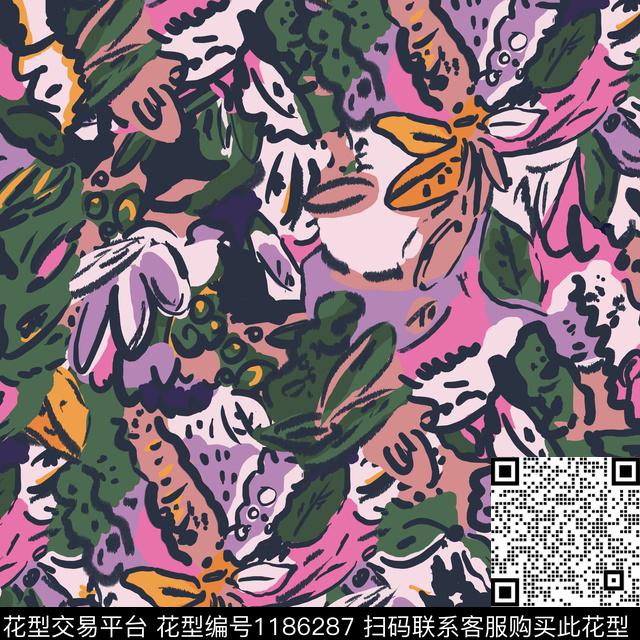 春夏华亿平台女装清爽底花卉传统印花华亿平台下载（图片编号: 1186287） - 瓦栏（Walan）