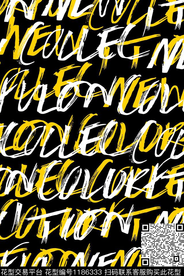 字母潮牌手绘传统印花华亿平台下载（图片编号: 1186333） - 瓦栏（Walan）