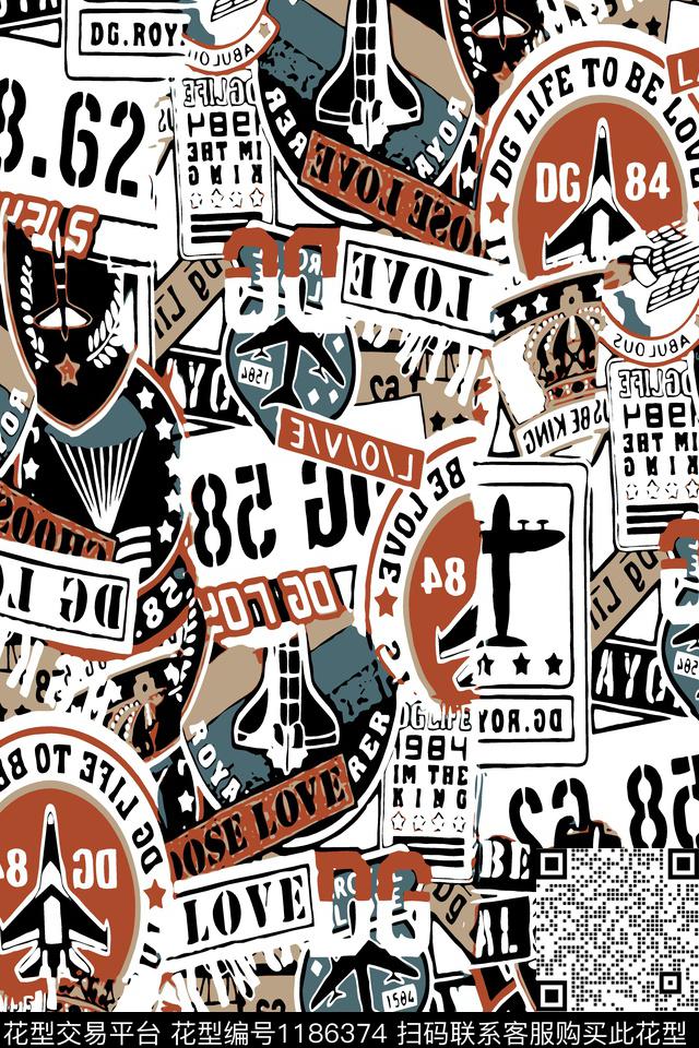 字母潮牌大牌风传统印花华亿平台下载（图片编号: 1186374） - 瓦栏（Walan）