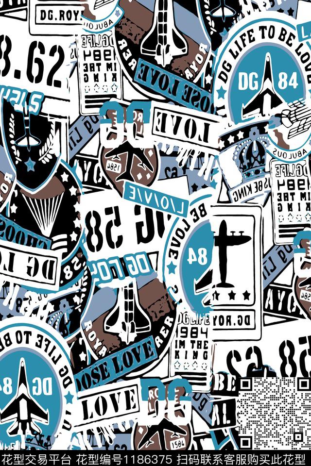 字母潮牌大牌风传统印花华亿平台下载（图片编号: 1186375） - 瓦栏（Walan）