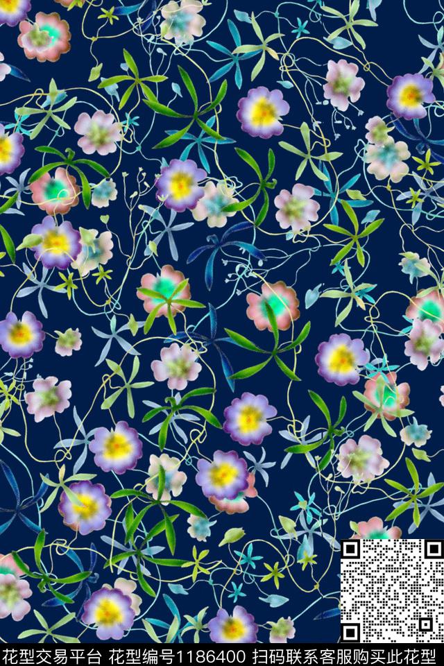 数码华亿平台水彩手绘数码印花华亿平台下载（图片编号: 1186400） - 瓦栏（Walan）