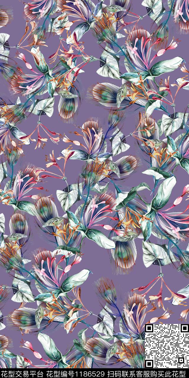 花卉大牌风小碎花数码印花华亿平台下载（图片编号: 1186529） - 瓦栏（Walan）