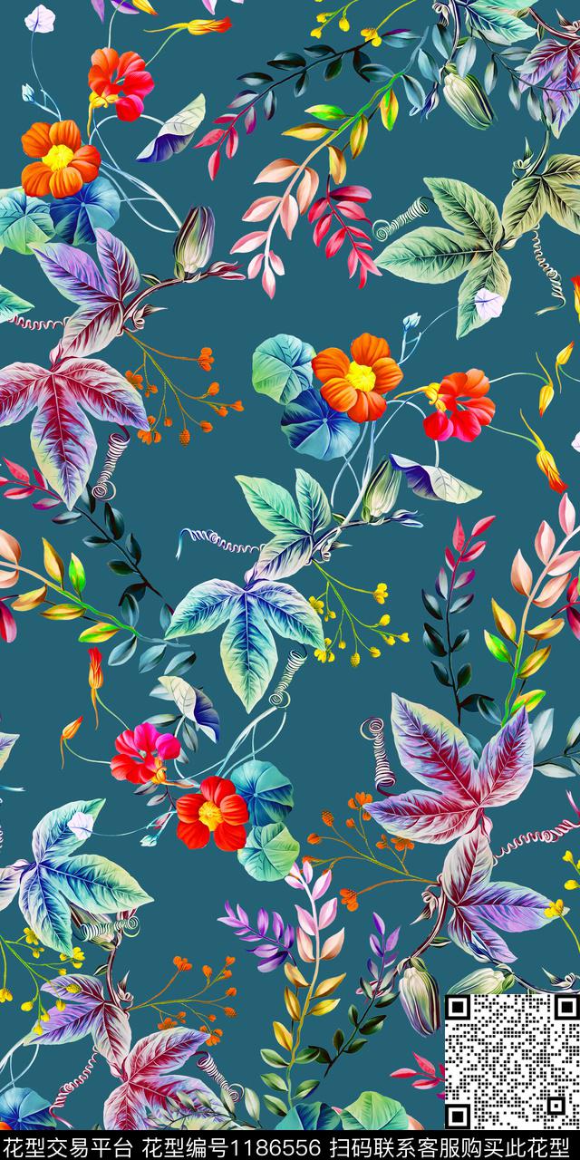 花卉大牌风小碎花数码印花华亿平台下载（图片编号: 1186556） - 瓦栏（Walan）