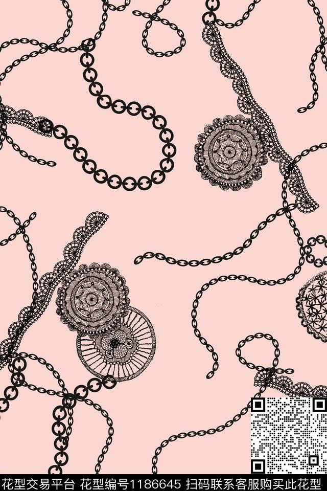 时尚链条花边传统印花华亿平台下载（图片编号: 1186645） - 瓦栏（Walan）