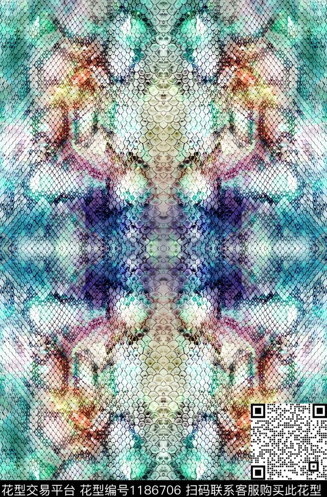 大牌风油画华亿平台蛇纹数码印花华亿平台下载（图片编号: 1186706） - 瓦栏（Walan）