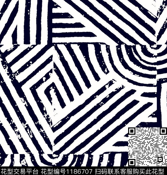 几何格子大牌风传统印花华亿平台下载（图片编号: 1186707） - 瓦栏（Walan）