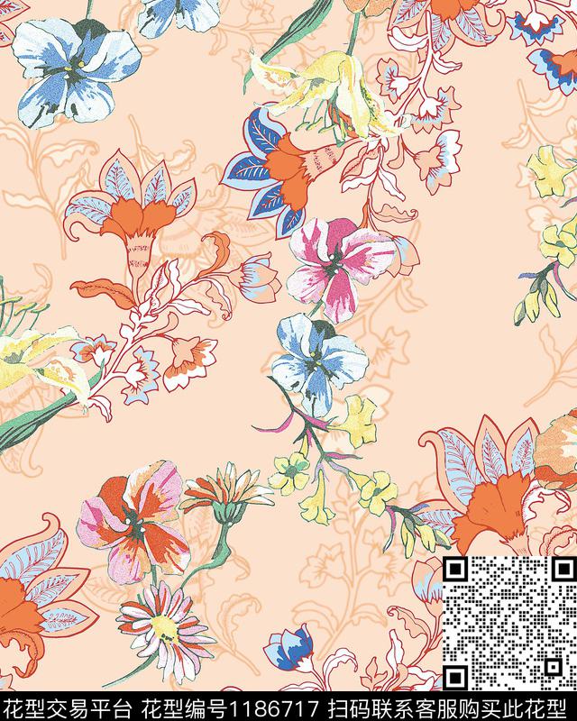 数码华亿平台大牌风小碎花数码印花华亿平台下载（图片编号: 1186717） - 瓦栏（Walan）
