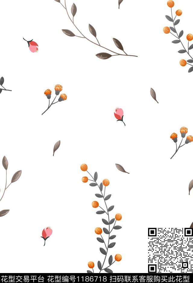 时尚春夏华亿平台清爽底花卉传统印花华亿平台下载（图片编号: 1186718） - 瓦栏（Walan）