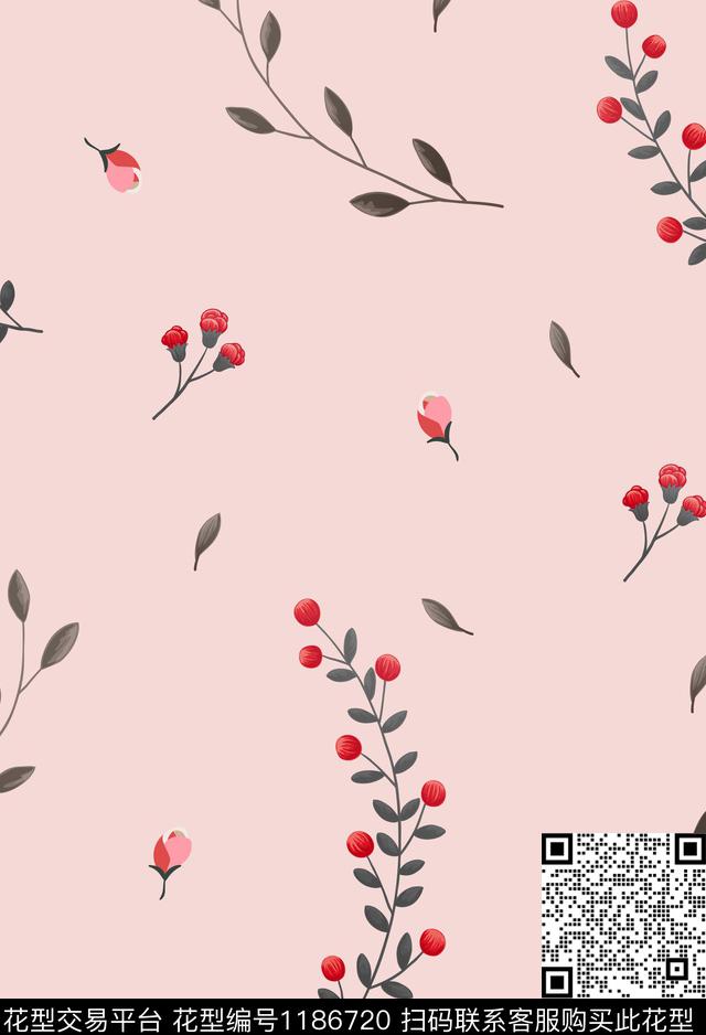 时尚春夏华亿平台清爽底花卉数码印花华亿平台下载（图片编号: 1186720） - 瓦栏（Walan）