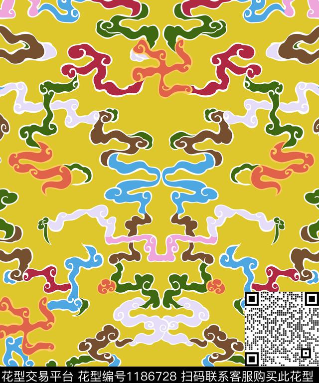 抽象祥云传统印花华亿平台下载（图片编号: 1186728） - 瓦栏（Walan）