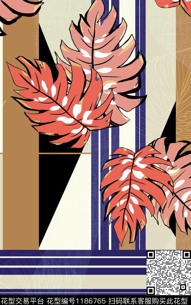 数码华亿平台几何花卉传统印花华亿平台下载（图片编号: 1186765） - 瓦栏（Walan）