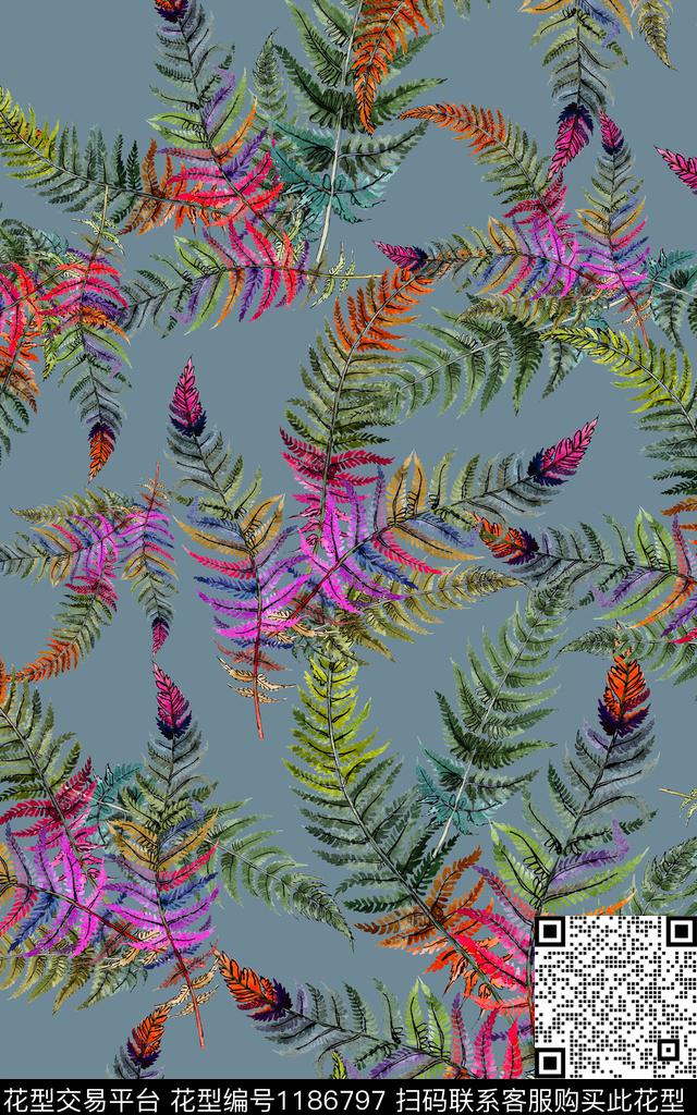 手绘花卉小碎花数码印花华亿平台下载（图片编号: 1186797） - 瓦栏（Walan）