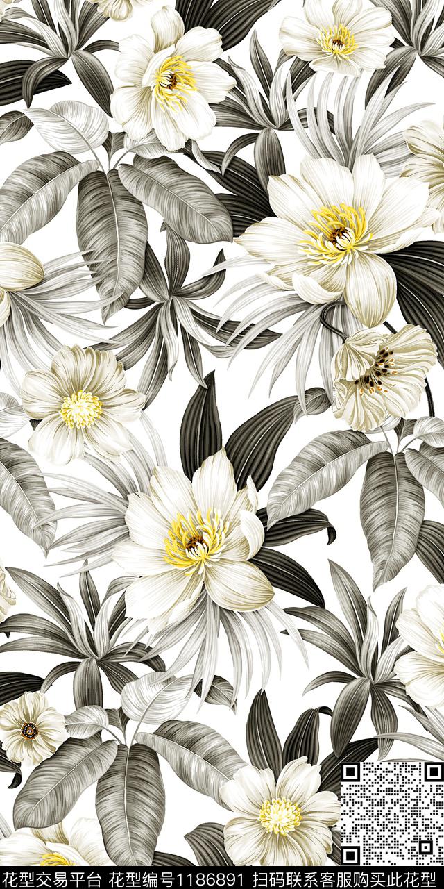 大牌风绿植树叶热带华亿平台传统印花华亿平台下载（图片编号: 1186891） - 瓦栏（Walan）